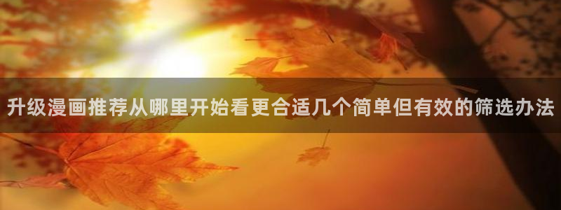 漫画岛漫画连载:升级漫画推荐从哪里开始看更合适几个简单但有效的筛选办法